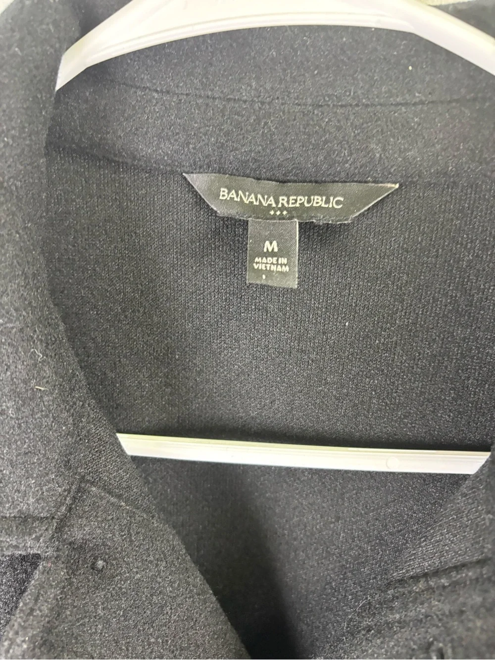 BANANA REPUBLIC JACKET MEN MEDIUM JET BLACK MEDIUM WEIGHT BUTTON FRONT